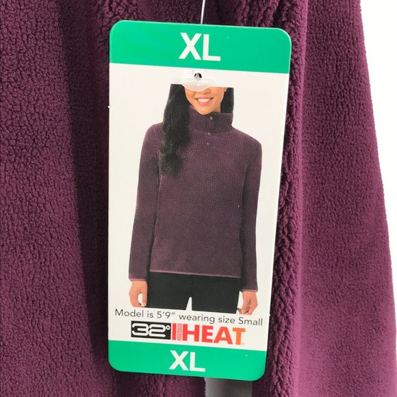 32 Degrees Heat Sweater Womens XL Purple 1/4 Snap Arctic Fleece Sweatshirt - Picture 6 of 15